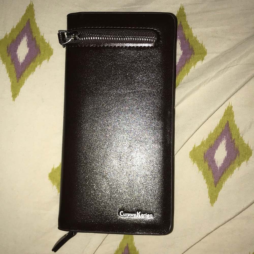 Dark brown wallet/clutch w/ silver accents